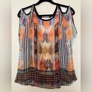 Multicolor Cold Shoulder Boho Cowgirl Top